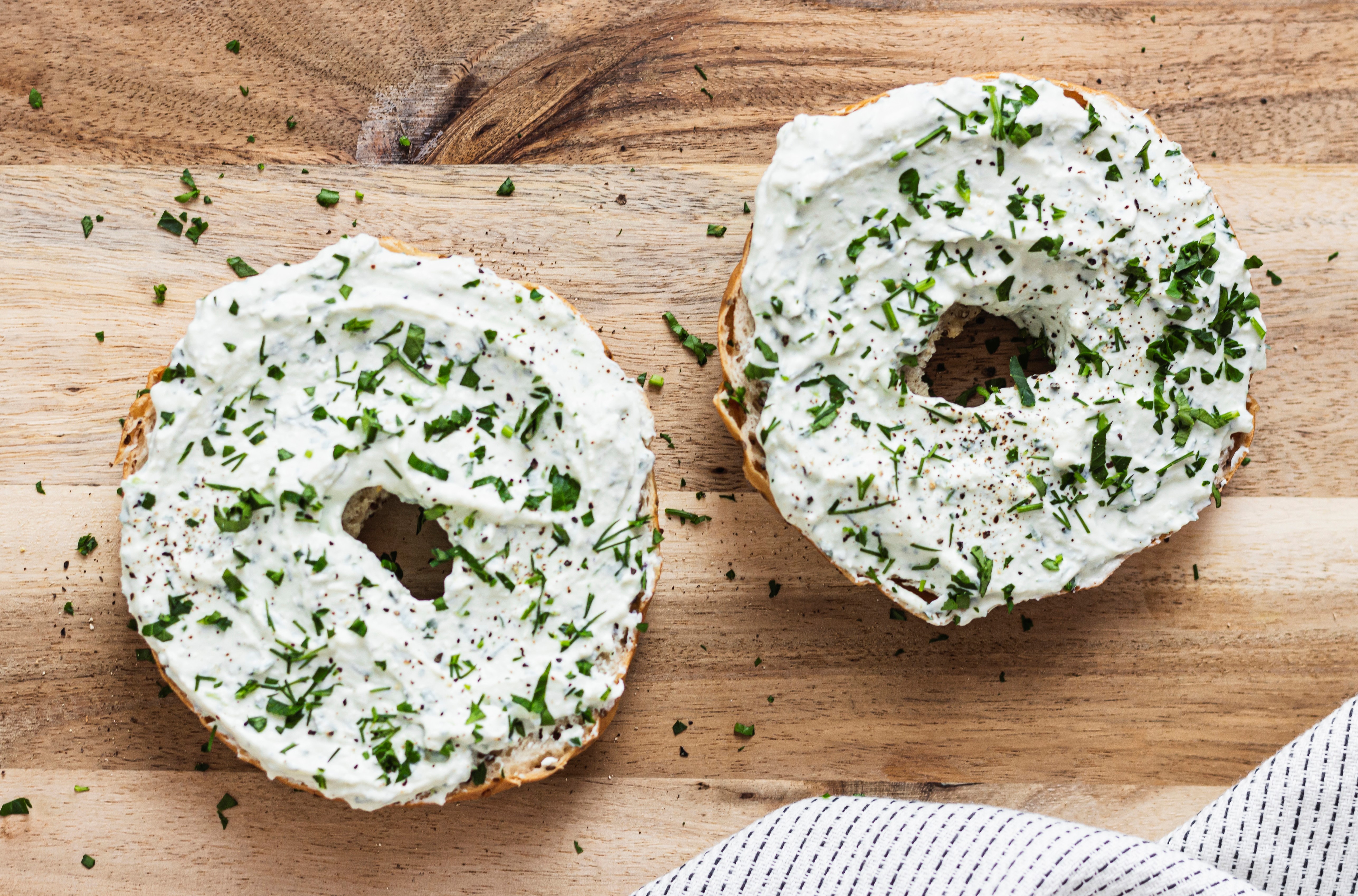 Bagels with herb cream cheese