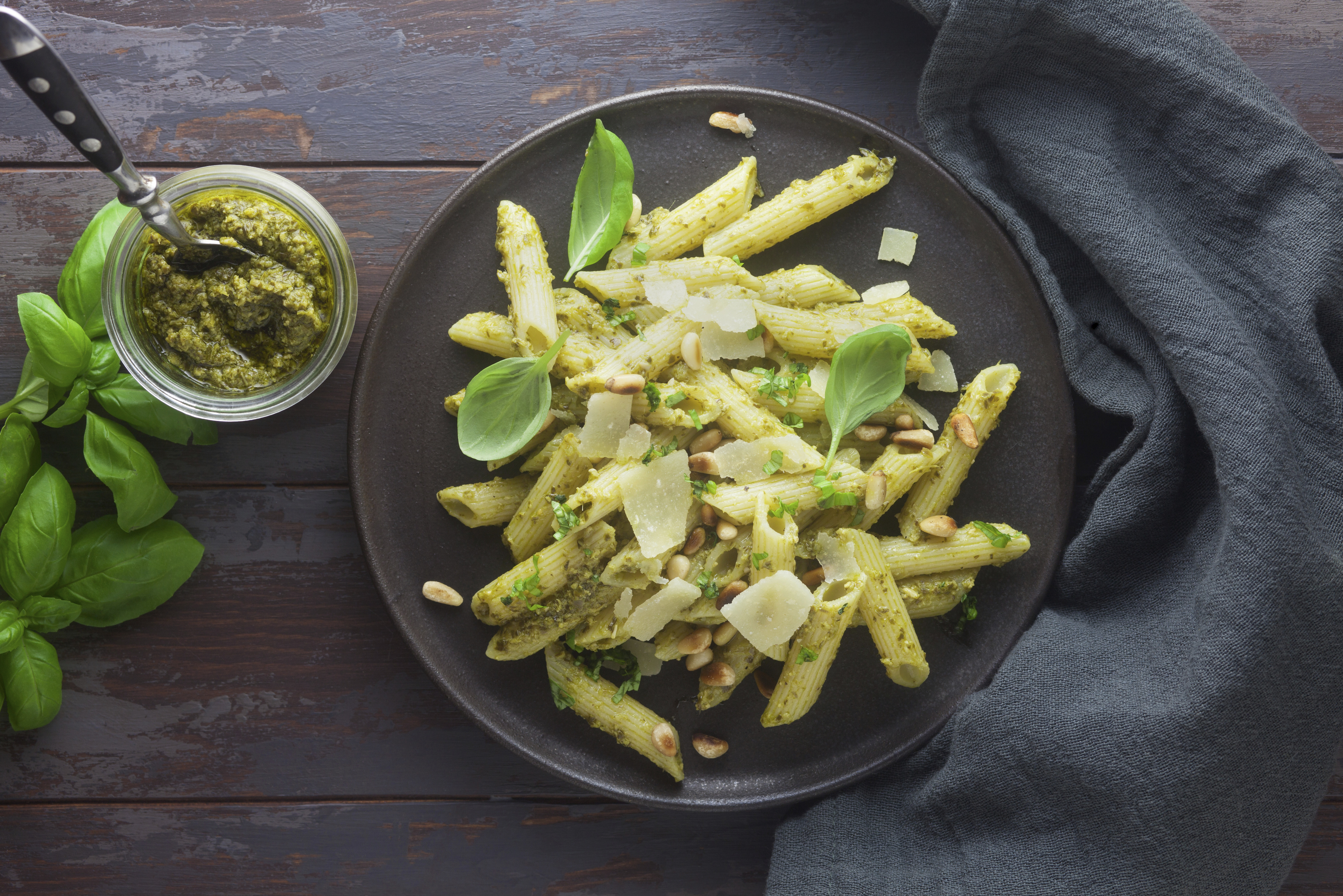 Rigatoni with pesto genovese