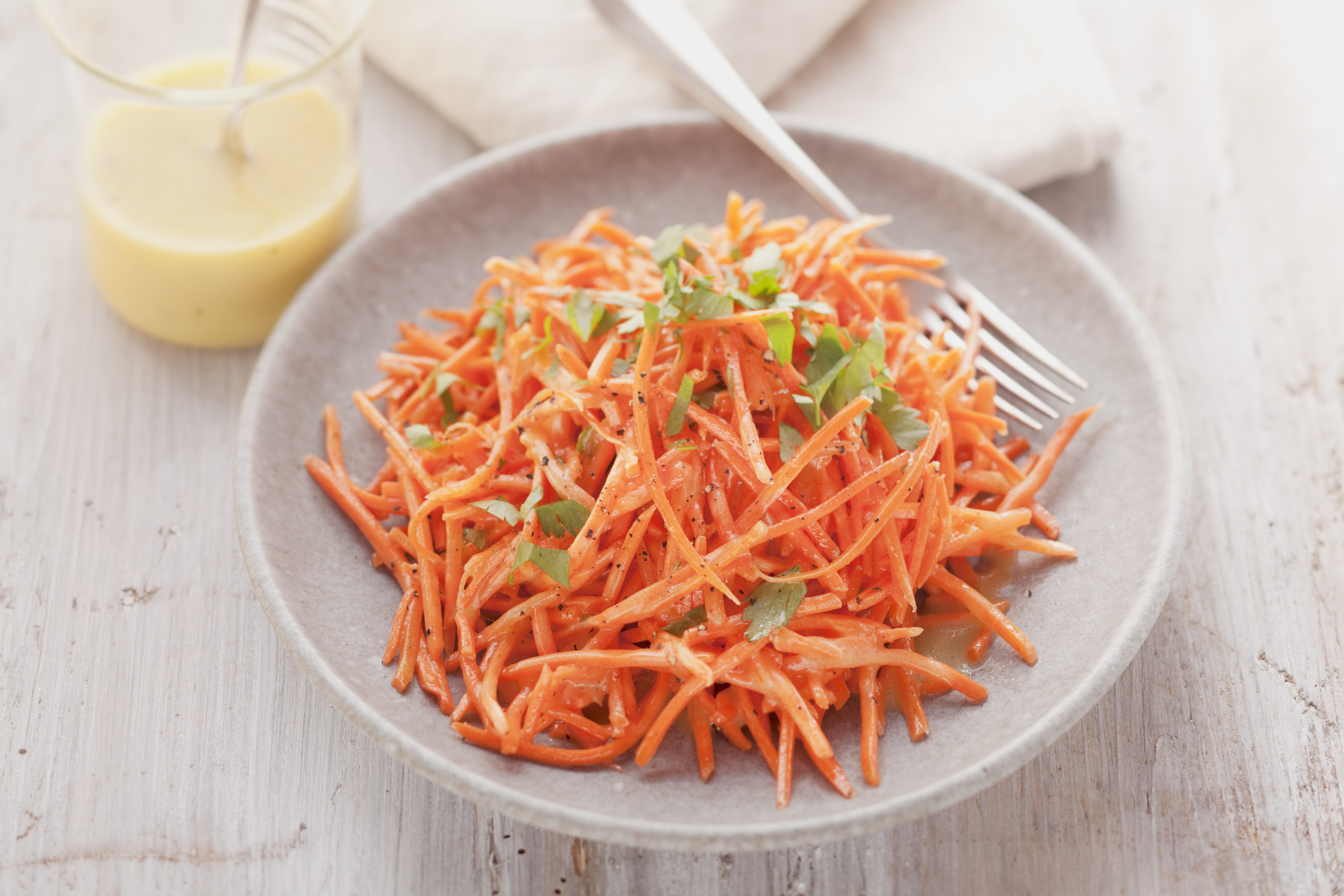 Grated carrot salad with dressing