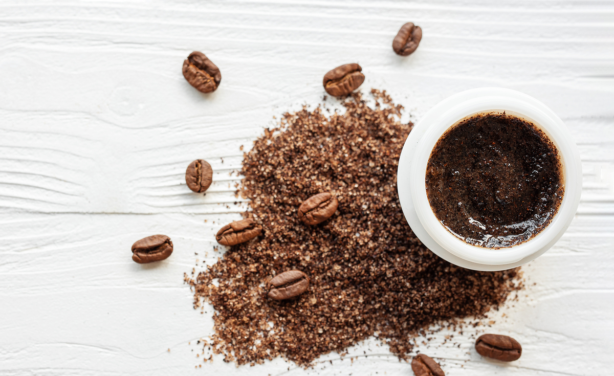 Handmade coffee scrub. Caffeine skincare.